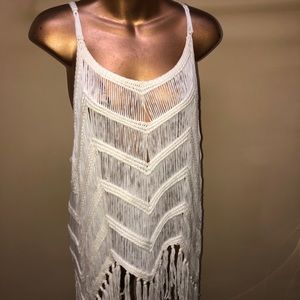 Jodifl size large ivory tank fringe boutique